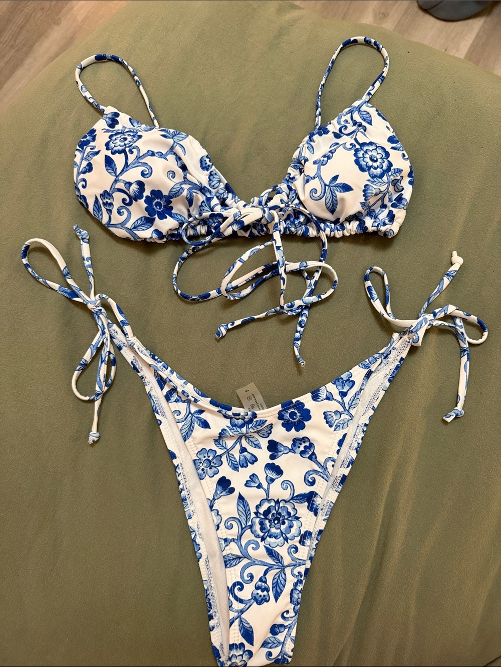 Blue Floral Bikini Set Size Small